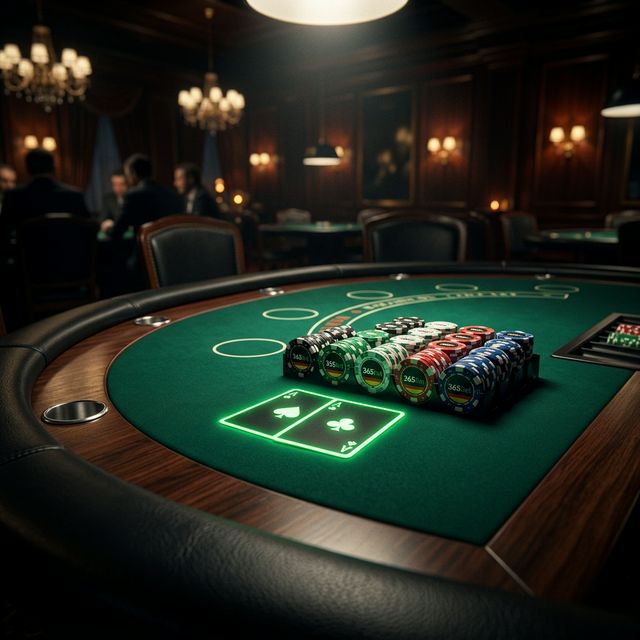 365Bet Poker Tisch mit Karten und Chips